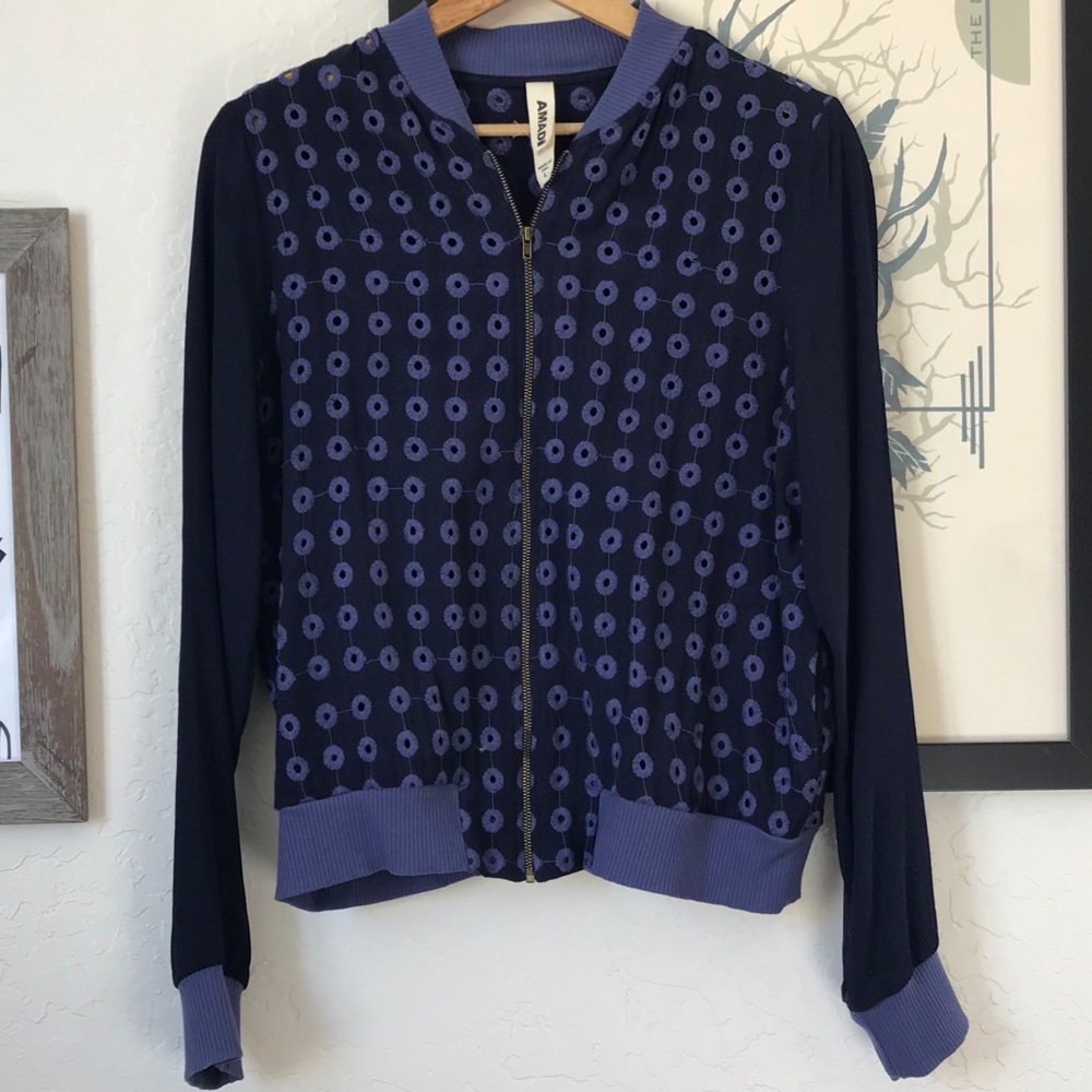 Purple eyelet bomber